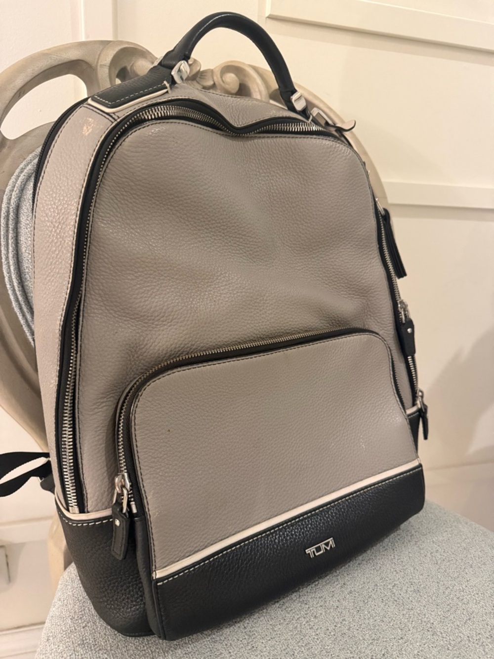 ORIGINAL Tumi Leather Backpack in Gray and Black